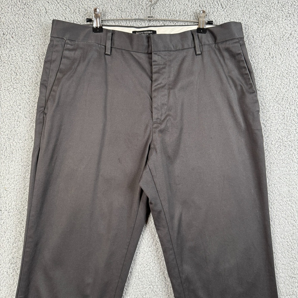 Banana Republic Pants Men 34x32 Charcoal Aiden Chino Cotton Twill Stretch Office